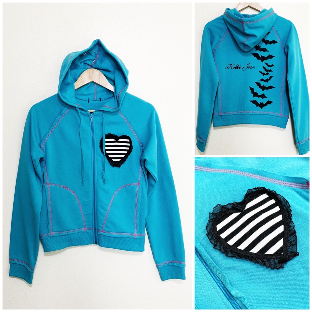 Handmade “Kolbi Jean” Bats Hoodie w/ Heart Detail